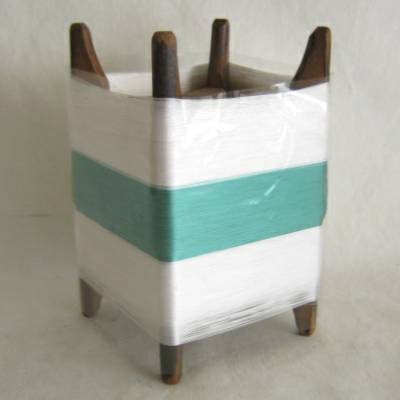 Wooden Thread Spool (Itomaki), w White & Green Silk, Mint